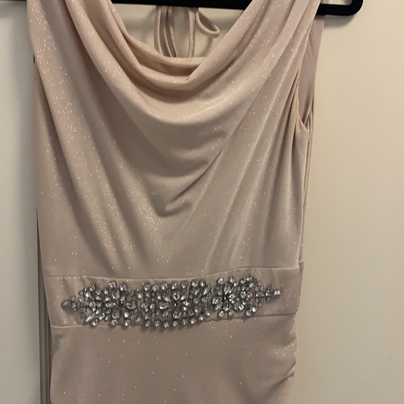 Champagne gown with silver thread sparkle - Picture 2 of 6